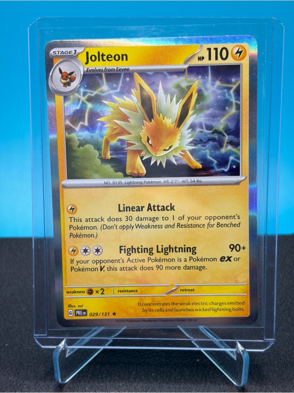 Pokemon Jolteon Holographic Yellow Blue Card